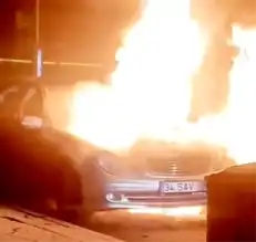 Erzincan'da Gece Yarısı Otomobil Yanması